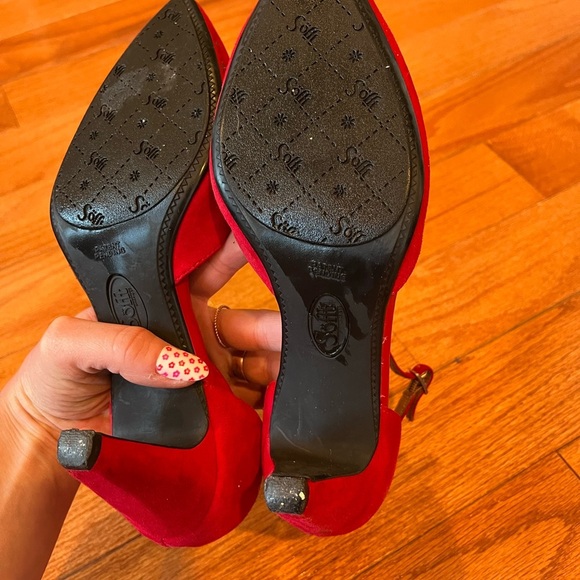 Sofft Red Suede Heels Pumps Leather Upper - Women’s 7 - Picture 6 of 6